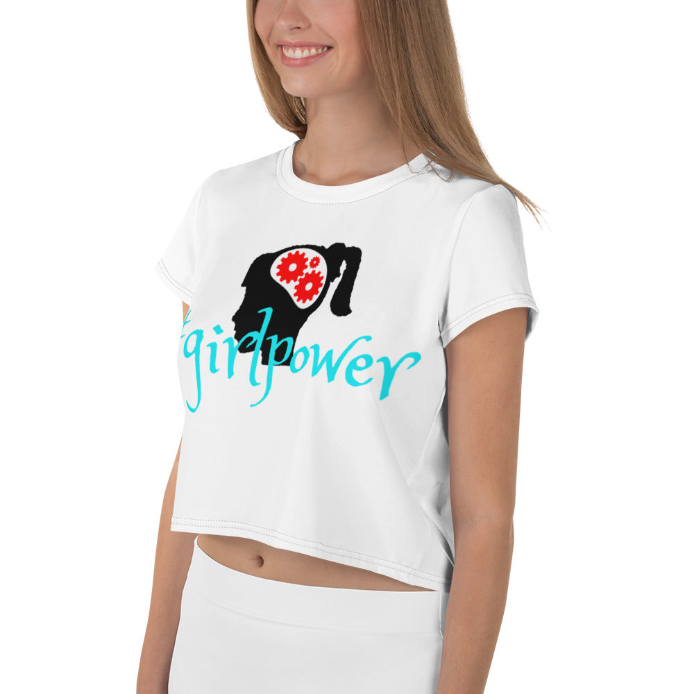 Army Green #girlpower Cropped Tees. Girls' Hashtag Art Crop Top. WickedYo.